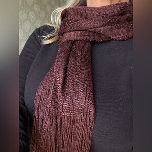 Odiva glitter mesh fringed scarf